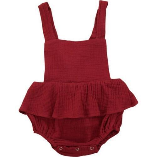 Hot Newborn Infant Kids Baby Girl Romper Sleeveless Solid Cotton Jumpsuit Red Playsuit Summer Clothes 0-18M