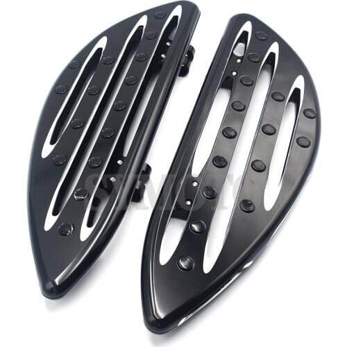 For Harley Touring Street Road Glide Softail Fat Boy Heritage Dyna FLHT Motorcycle Driver Stretched Floorboards Footboard Black