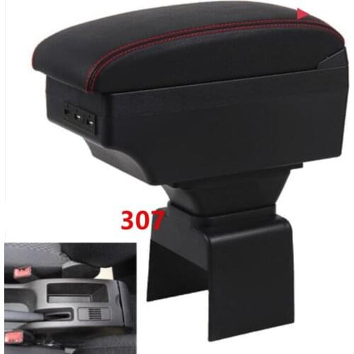 For Peugeot 307 armrest box central Store content box with USB interface