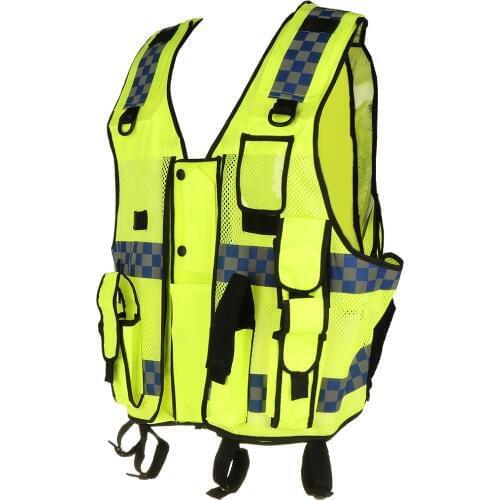 Pocket High Visibility Zipper Front Safety Vest With Reflective Strips