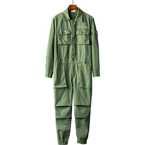 Loose Overalls Men Jumpsuit Cotton Long Sleeve Beam Feet Streetwear Fashion Casual Clothing Cargo Pants Hip Hop Trousers