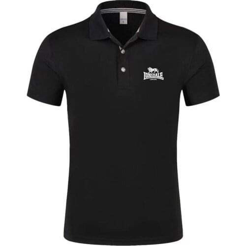 LONSDALE Summer New Mens Polo Shirt Mens Casual Lion Print Cotton Polo Shirt Mens Short Sleeve Large Capacity Polo Shirt Men