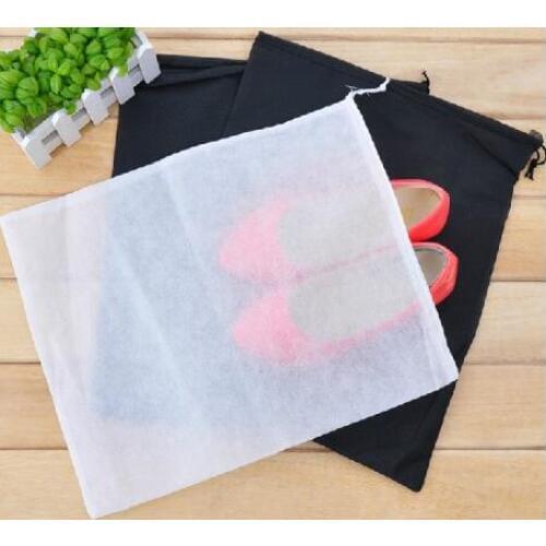 . Non-Woven Fabric Storage Bags Convenient Square Travel Drawstring Portable For Shoes Container Black White l
