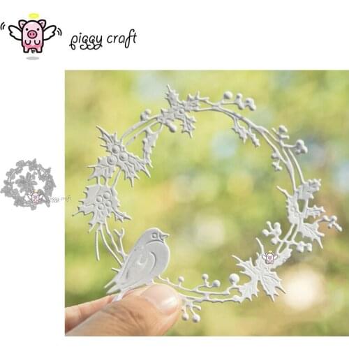 Piggy Craft metal cutting dies cut die mold Bird holly wreath Scrapbook paper craft knife mould blade punch stencils dies