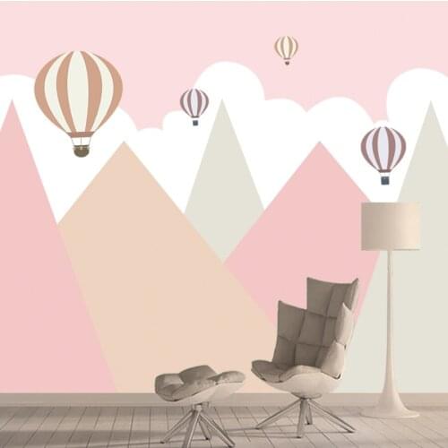 Cartoon Colorful Mountain Balloon Walls Papers Home Decor Girls Nursery Self Adhesive Wallpapers for Living Bed Room Kids Murals