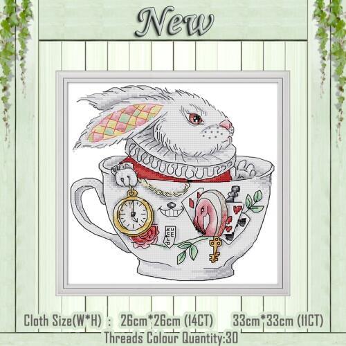 Rabbit cups cartoon animal diy painting counted printed on the canvas DMC 11CT 14CT kits Cross Stitch embroidery needlework Sets