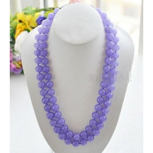 NEW Beautiful Natural 10mm Lavender Jade Round Gemstone Beads Necklace 34"jade