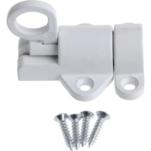 Window Gate Security Pull Ring Spring Bounce Door Bolt Aluminum Latch Lock White