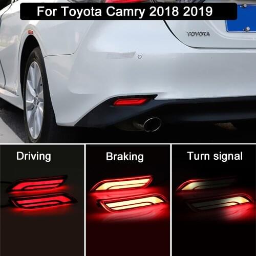 LED Rear Bumper Reflector Light for Toyota Camry 2018 2019 Functions as Led Brake Lights Turning Signal Lamp Driving light