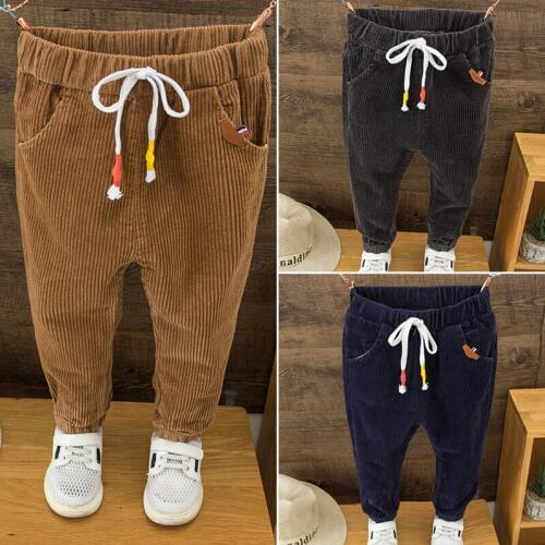 Boys Spring and Autumn Casual Pants 2019 New Childrens Pants Baby Trousers Corduroy Pants for Boys Toddler Casaul Trousers 2-7Y