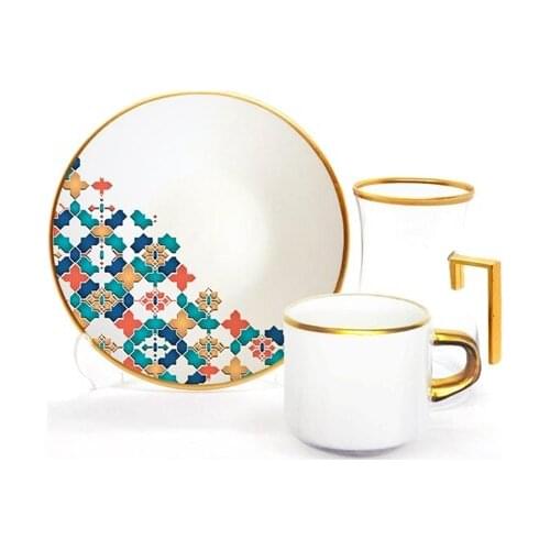 Drop Focus Handled Tea & Coffee Set 18 pieces İllizyon
