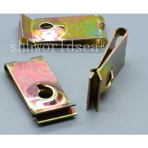 Shhworldsea 100PCS Iron clamp U color zinc plating Auto Metal Clip Car Fastener Clips Automotive Metal Retainer Clip