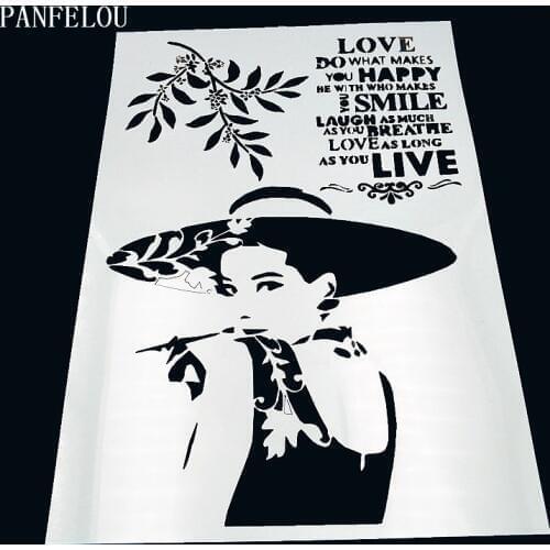 29.5*21cm Amorous feelings girl scrapbook stencils spray plastic mold shield DIY cake hollow Embellishment printing lace ruler