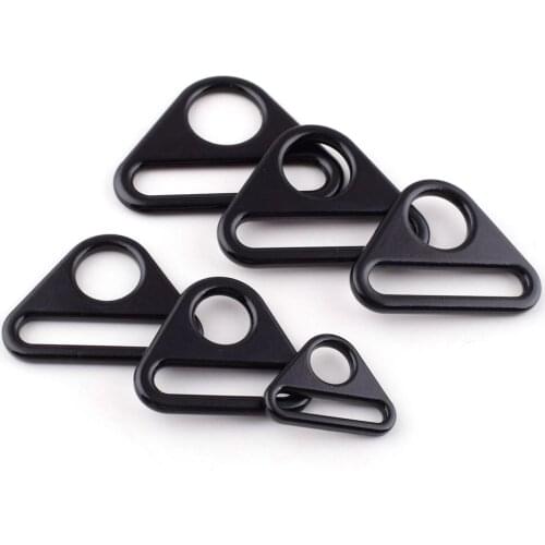 10pcs Triangle Strap Buckles Black Double Rings Webbing Slide Buckle Metal Connector Buckles Handbag Hardware