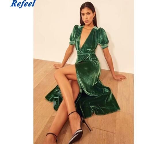 Vintage Elegant Long Women Dress V-neck Slim Waist Evening Special Occasion Mid-length Dresses Female Pencil Vestidos