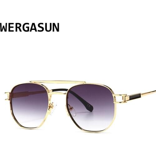 WERGASUN Vintage Sunglasses Men Square Metal Frame Sunglasses Pilot Mirror Classic Retro Sun Glasses Women Luxury Summer Eyewear