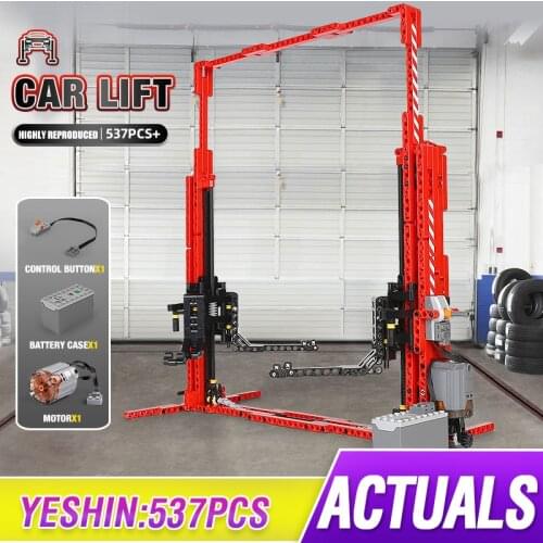 MOULD KING Hight- Tech Bricks the Motorized Automatic Car Lift Building Blocks Supercar Repair Shop Toy Collection Gift