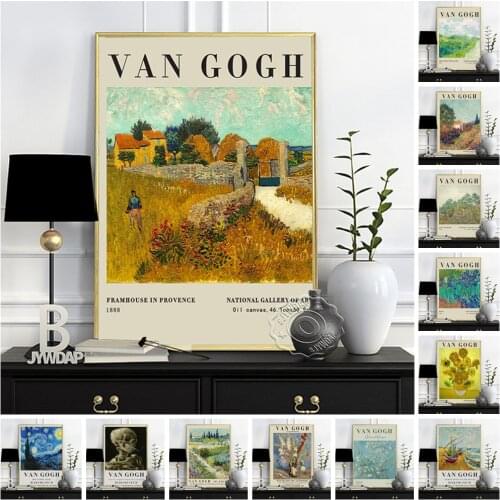Vincent Van Gogh Exhibition Poster, Irises Oil Painting, Gogh Vase With Twelve Sunflowers Wall Picture, Retro Still Life Prints