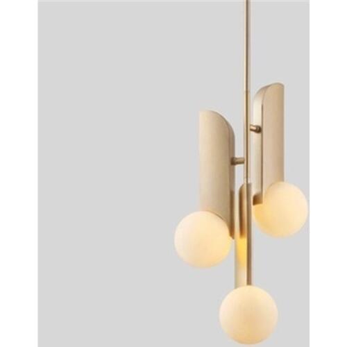1/3 Heads Nordic Minimalist Golden Chandelier Art White Glass Ball Brass Coffee Study Clothing Store Bar Suspension Lights