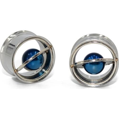 2 PCS Stainless Steel Screw Ear Plugs Tunnels Expander Flesh Gauges Studs Earrings Fashion Planet Piercing Body Jewelry Gift