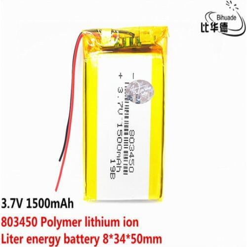 3.7V 1500mAh 803450 Lithium Polymer LiPo Rechargeable Battery li ion cells With PCB For Mini Fan MP4 MP5 GPS Toy PDA Headset
