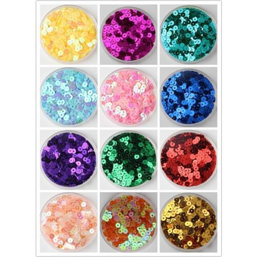 50g 4mm Flat Round Sequins Loose Sequins Glitter Transparent PVC Sequins- 41 Colors Available