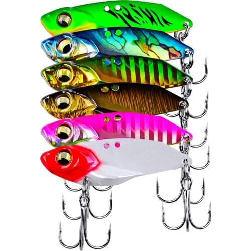 6PCS Fishing Spoon VIB Jigbait Spoon Lure baits 5/7/10/15g