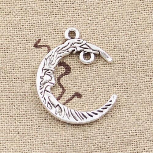 8pcs Charms Moon Face 26x21mm Antique Tibetan Silver Color Pendant Findings Accessories DIY Vintage Choker Handmade Jewelry