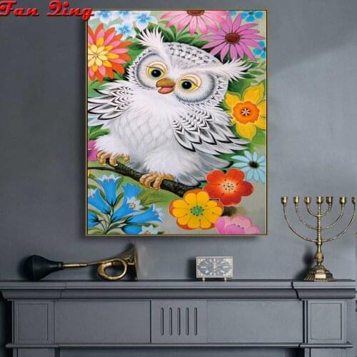 5D Diamond Embroidery cute Owl Flowers Full Round Diamond Painting Cartoon Diy Diamond Mosaic new arrival Handmade Child Gift