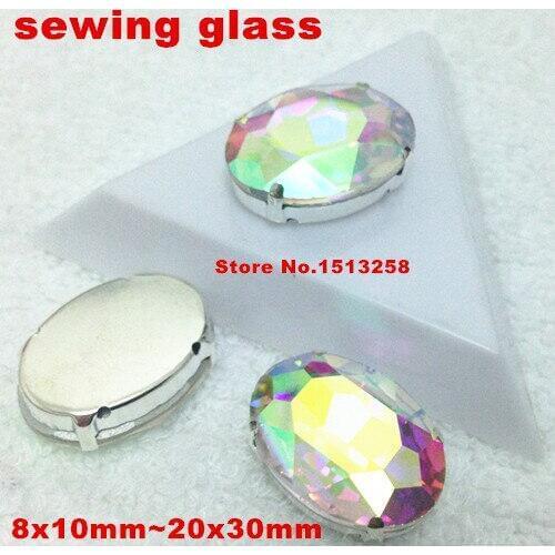 Crystal AB Color Sew On Crystal Oval Fancy Stone With Claw Setting 8X10mm10x14mm,13x18mm,18x25mm,20x30mm For Jewelry,garment