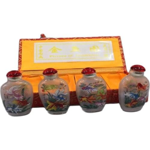 Chinese Unique Painting snuff bottle inside painted four combinations goldfish