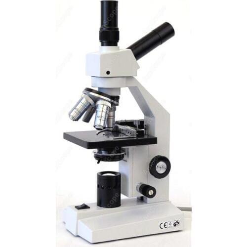 Dual-View Compound Microscope--AmScope Supplies 40x-2500x Dual-View Compound Microscope with Mechanical Stage