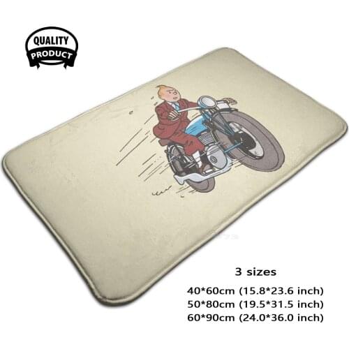 Tintin Bikers Door Mat Foot Pad Home Rug Tintin Comics Snowy Cpt Captain Haddock Herge French Cartoon Classic Scooter