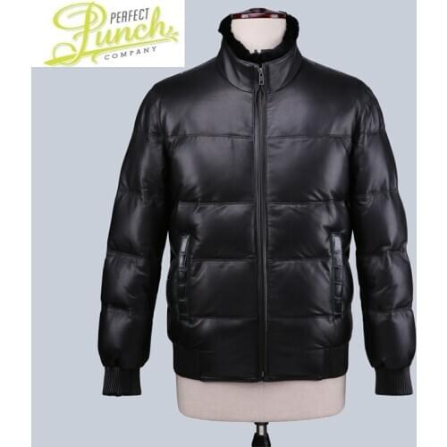 Sheepskin Geniune Jacket Men Leather Goose Down Coat Winter Warm Thick Outwear Casaca De Pluma 17-H42# MF479