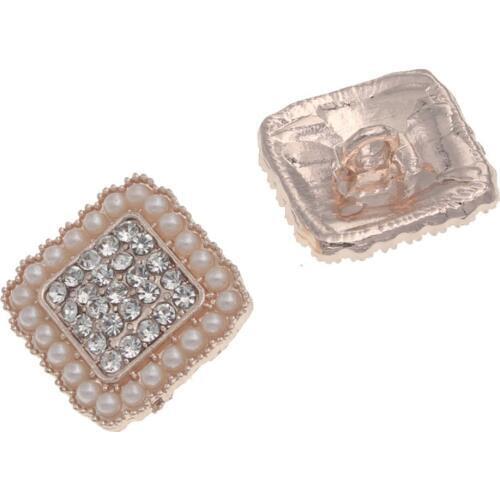 20mm Rhinestone Small Glass Shank Buttons Diamante Jewel Navy Clear Square Button Craft for Sale Coat Clothing Supplier 10pieces