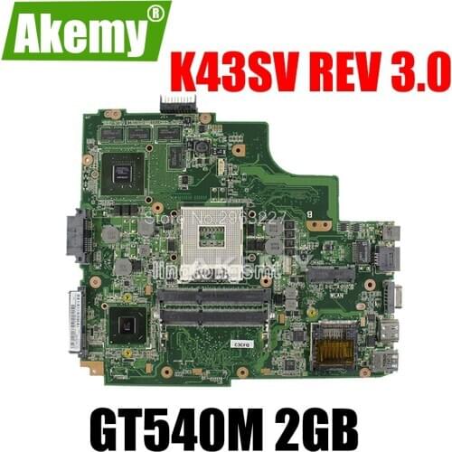 K43SV Motherboard REV3.0 GT540M 1GB/GT630M For Asus A43S X43S K43SJ K43SV Laptop motherboard K43SV Mainboard K43SV Motherboard