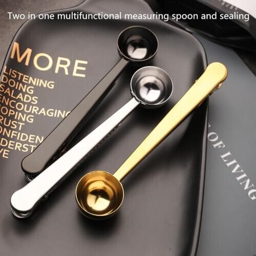 Multifunctional stainless steel coffee spoon milk powder measuring spoon sealed clip coffee bean measuring spoon milk tea measur
