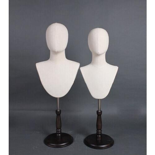 Model Head Silk Scarf Tie Shirt Male and Female Mannequin Head Hat Display Stand Portrait Chest Support