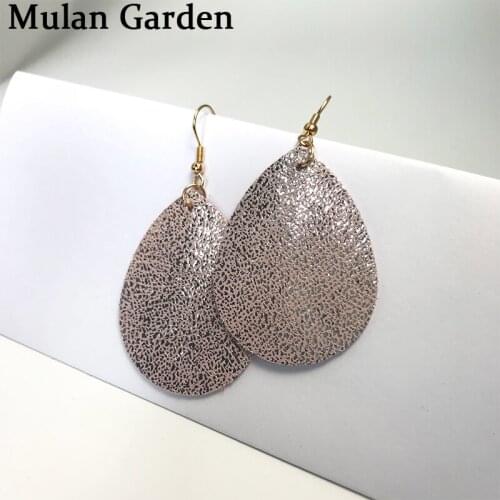 M&G trendy glitter Genuine Leather Earrings shiny leather Pendant Water Drop Earrings Fashion Jewelry Modern women accessories