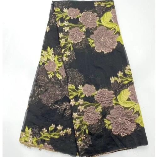 New African Jacquard Organza Brocade Fabric French Tulle Net Material High Quality 2021 Nigerian For Wedding Party Dress POZ26