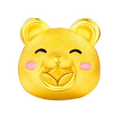 New 24K Yellow Gold Bracelet 3D 999 Gold Coin Lovely Mouse Bracelet