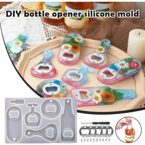 New DIY Bottle Opener Kit with Parts Silicone Casting Mold Soft Keychain Baking Pan Mould for Craft Pendant Decoration S
