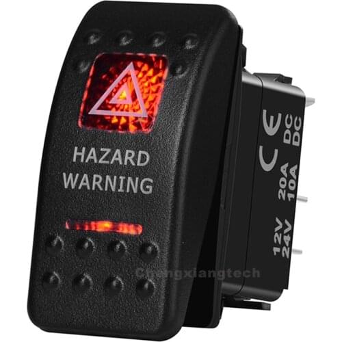 Hazard Warning Car Boat SPST Rocker Toggle Switch Red Led 5 Pins On Off 12V 20A 24V 10A for Carling ARB Narva 4x4 Style