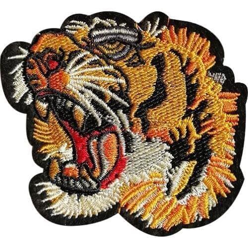 PGY Creative Embroidered Tiger Head Badge Iron-On Decorative Denim Jacket Animal Patch DIY Solid Color Apparel Accessories