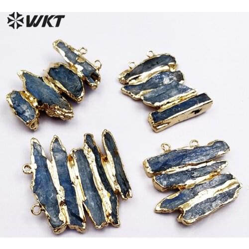 WT-P1370 New Arrival Vintage Natural Blue Kyanite Irregular Shape Pendants With Electroplated pendant For Female Jewelry Making