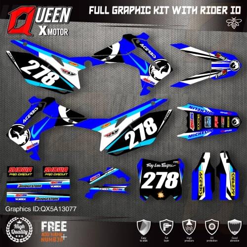 QUEEN X MOTOR Custom Team Graphics Backgrounds Decals Stickers Kit For HONDA 2014-2017 CRF250R 2013-2016 CRF450R 077