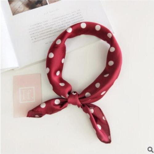 Retro vintage red base white spots silk rayon square scarves scarf necktie kerchief hairband headscarves hair jewelry for women