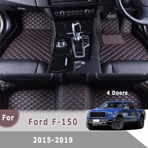 RHD Carpets For Ford F-150 F150 4 Doors 2020 2019 2018 2017 2016 2015 Car Floor Mats Custom Leather Rugs Accessories Waterproof