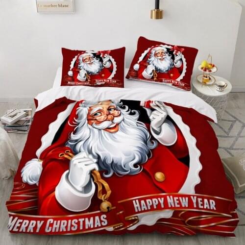 Luxury Christmas Bedding Sets Queen Size Cartoon Kids Duvet Cover Set with Pillowcase Full Twin Comforter Santa Claus Bed Sets