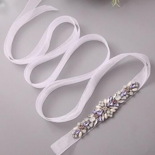 OLOMLB Wedding Belt Sparkly Rhinestone Wedding Belt Thin Belt long Narrow Wedding Dress Accessories In Stock Bridal Sash